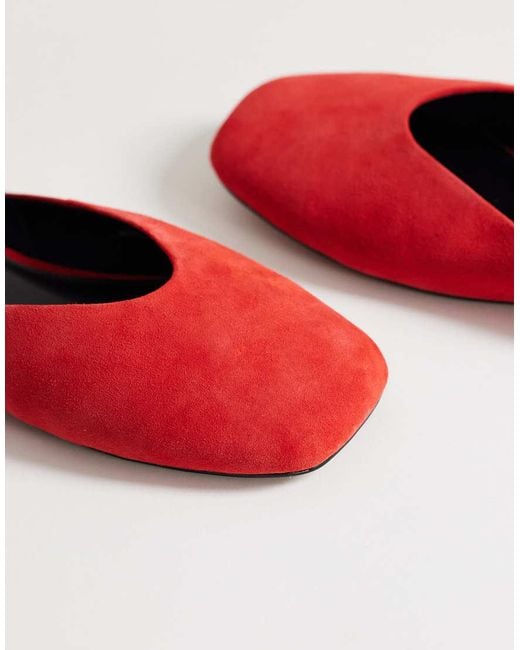 TOPSHOP Red Atlas Mule Flat Shoe