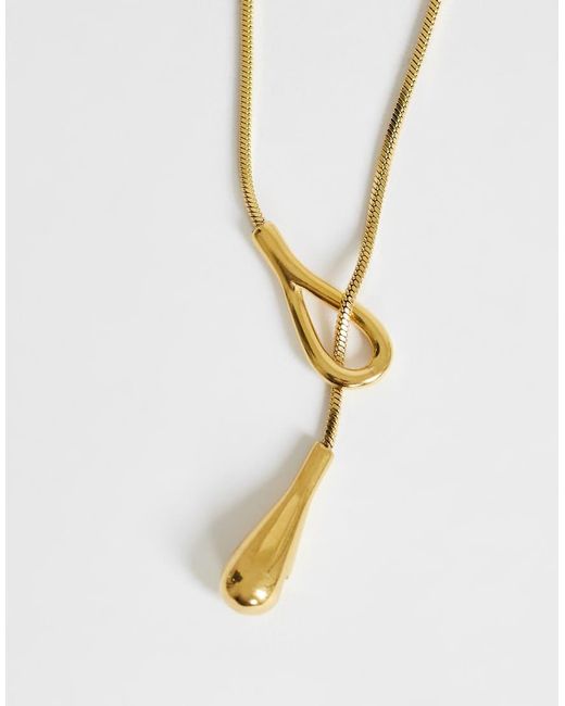 TOPSHOP Metallic Leah Lariat Necklace With Bead