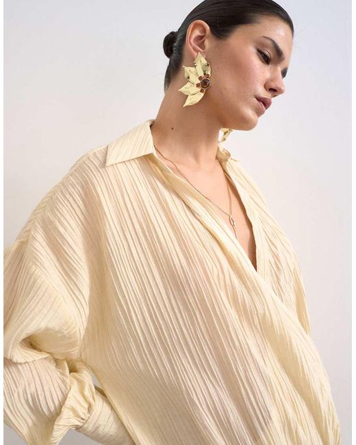 TOPSHOP Natural Dropped Waist Wrap Shirt Dress