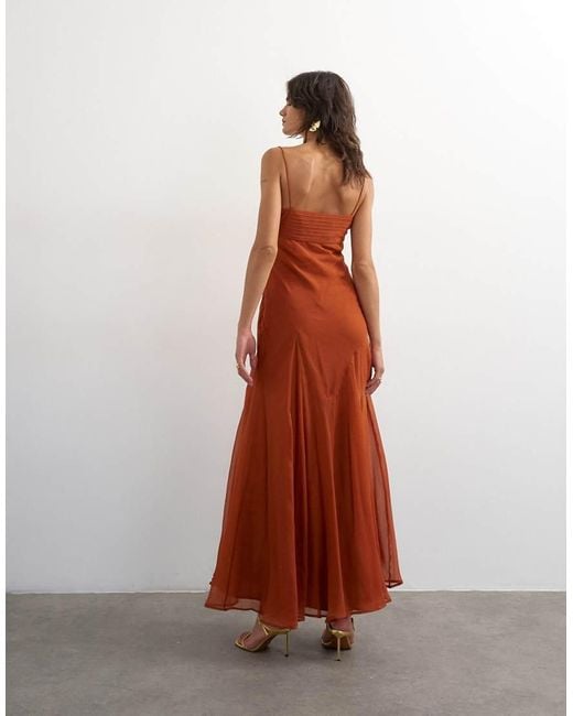 TOPSHOP White Pintucked Bust Chiffon Maxi Dress