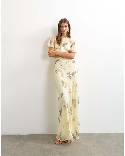 TOPSHOP White Chiffon Maxi Dress With Pintuck Details