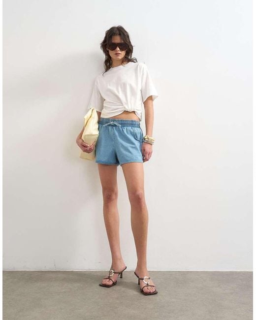 TOPSHOP Blue Tuck Hem Boxy Tee