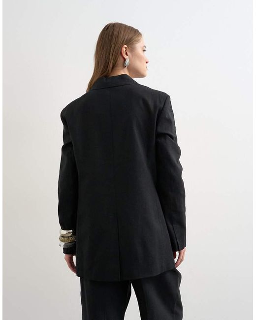 TOPSHOP Black Linen Chuck On Blazer