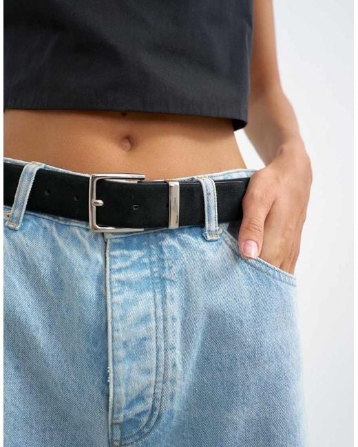 TOPSHOP Blue Bali Real Leather Metal Detail Belt