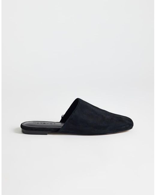 TOPSHOP Blue Lillie Real Suede Round Toe Flat Shoe