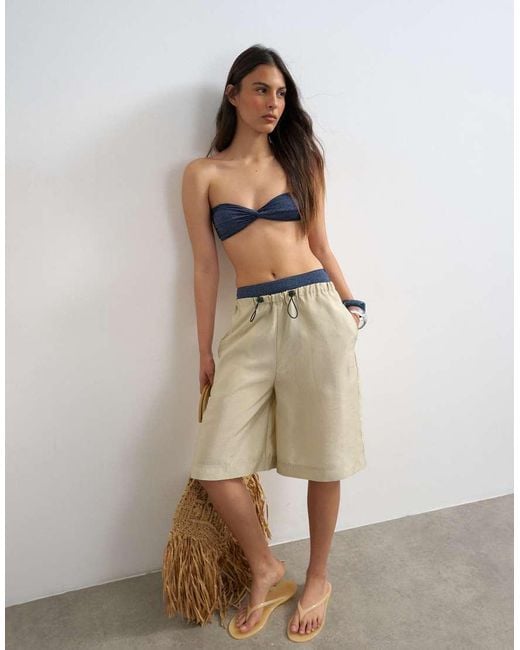 TOPSHOP Blue Hawaii Glitter Bandeau Bikini Top