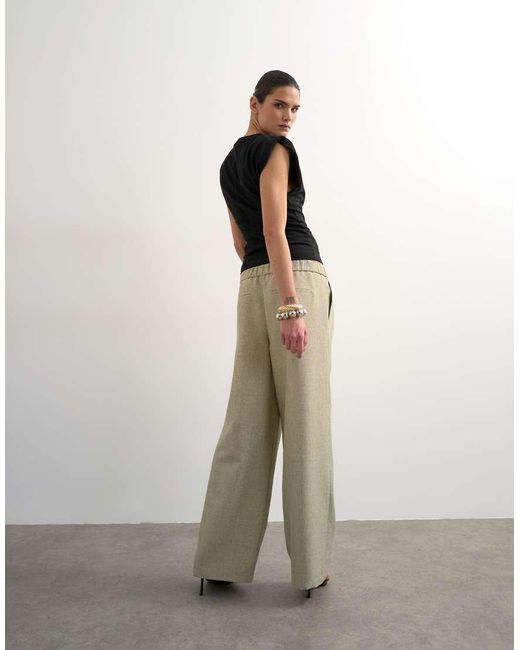 TOPSHOP Multicolor Textured Plain Elasticated Tailored Trouser