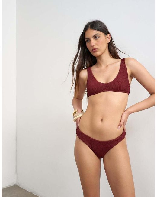 TOPSHOP Multicolor Tara Crinkle High Leg Cheeky Bikini Bottom