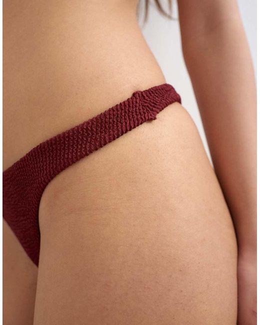 TOPSHOP Brown Tara Crinkle Thong Bikini Bottom