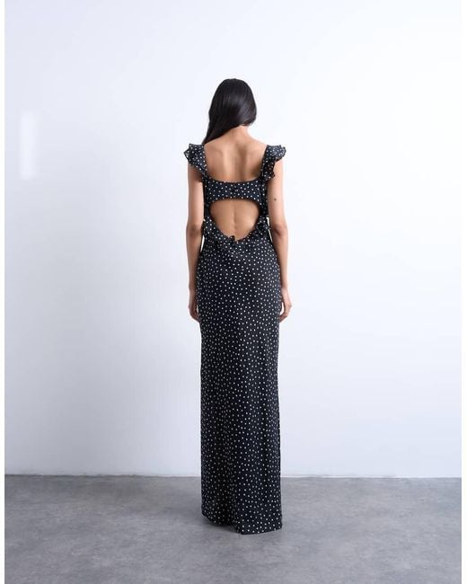 TOPSHOP White Ruffle Shoulder Slip Maxi Dress