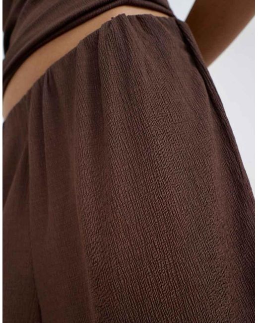 TOPSHOP Brown Crinkle Long Line Board Shorts