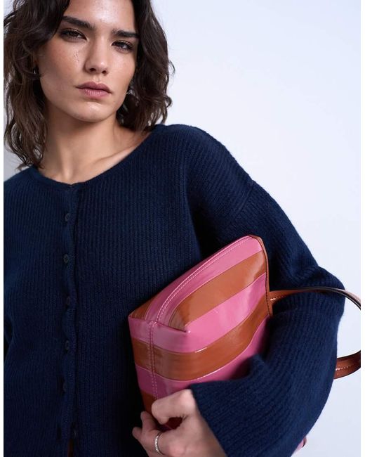 TOPSHOP Blue Knitted Easy Ribbed Relaxed Cardigan