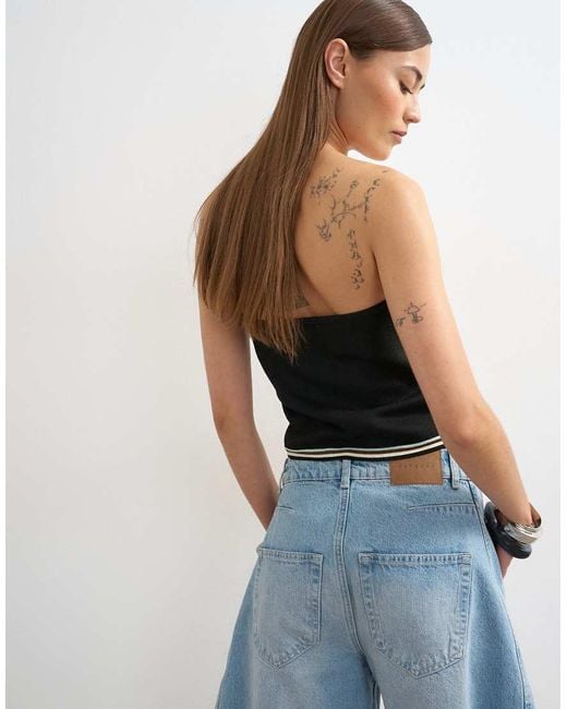 TOPSHOP Black Knitted Bandana Scarf Top