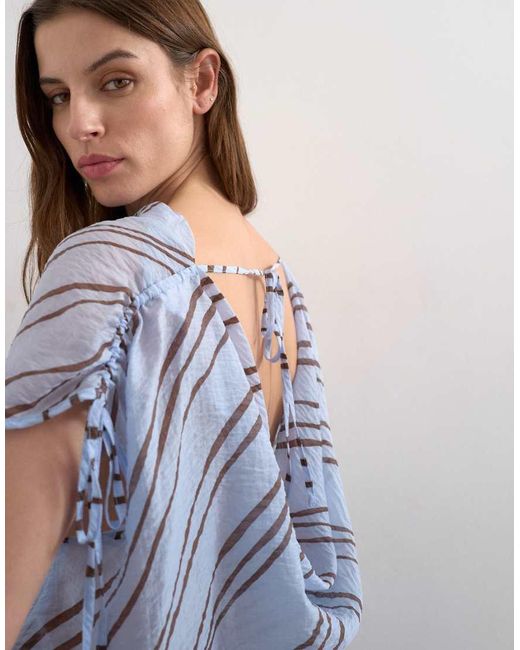 TOPSHOP Purple Draped High Neck Top With Tie