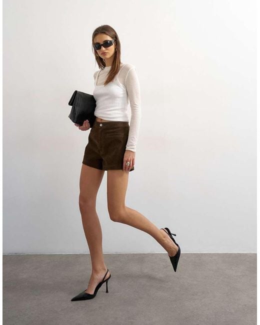 TOPSHOP Brown Faux Suede Micro Short