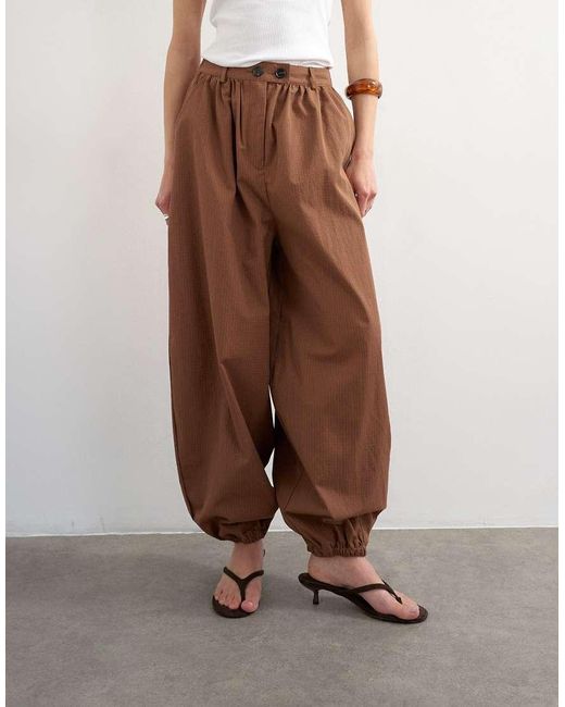 TOPSHOP Brown Check Extreme Balloon Trouser