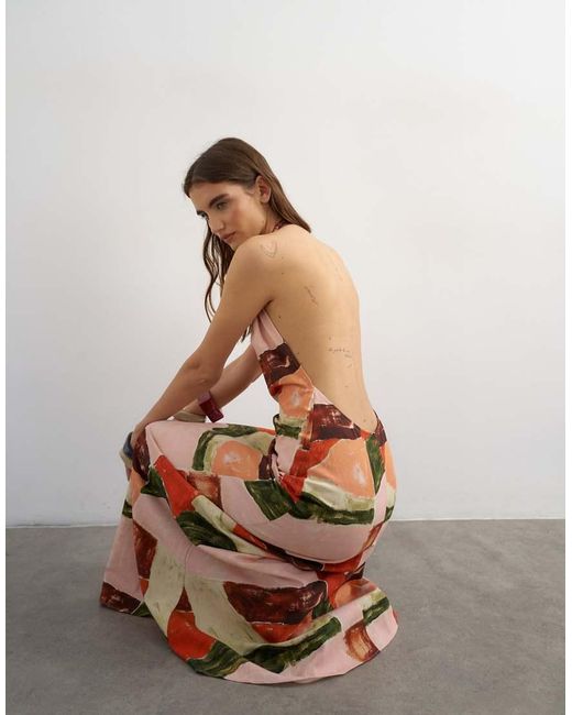 TOPSHOP White Halter Neck Low Back Maxi Dress