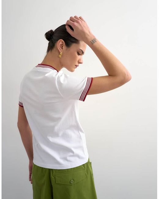 TOPSHOP Green 'Sport Society' Graphic Tee With Tipping