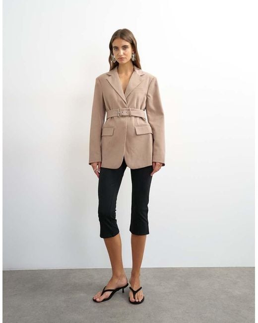 TOPSHOP Natural High Break Belted Blazer