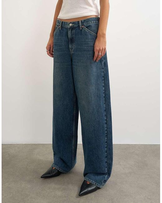 TOPSHOP Blue Dillan baggy Dad Low Rise Jean