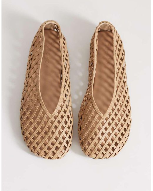 TOPSHOP Natural Luna Woven Ballet Flats