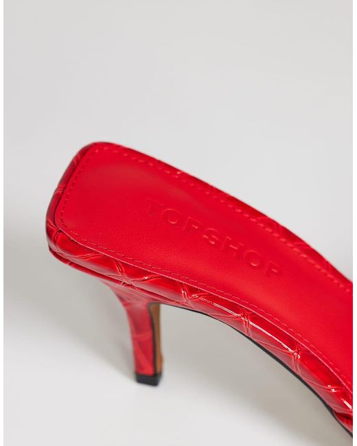 TOPSHOP Red Alfie Pointed Heeled Court