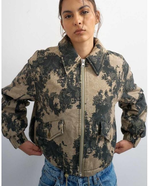 TOPSHOP Brown Printed Cotton Jacket