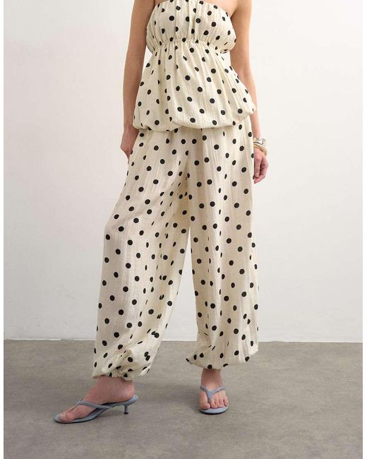 TOPSHOP White Co Ord Polka Dot Balloon Trouser