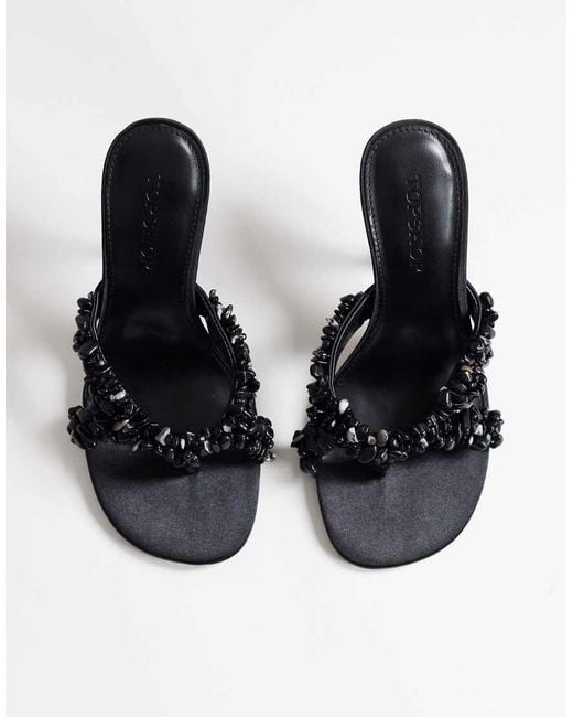 TOPSHOP Blue Natasha Embellished Mule High Heeled Sandal