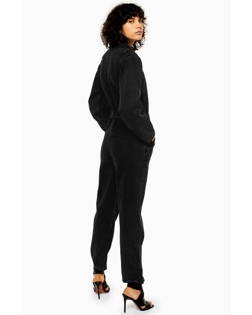 topshop black denim boiler suit