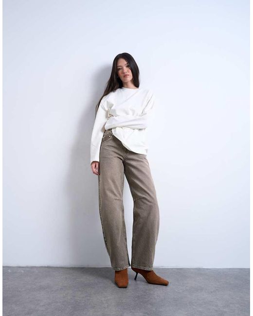 TOPSHOP White Barrel Mid Rise Jean