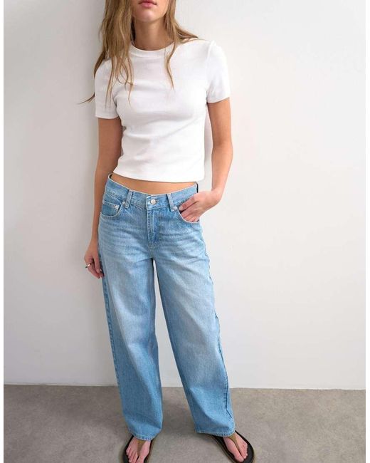 TOPSHOP Blue Cinch Low Rise Relaxed Jean