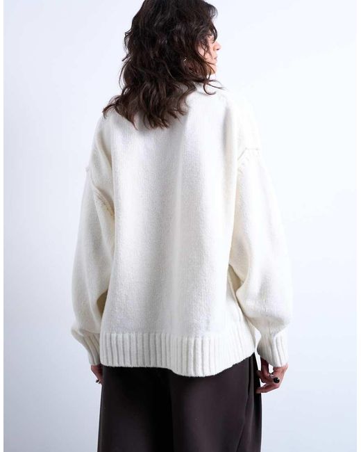 TOPSHOP White Knit Clean Exposed Seams Sweater