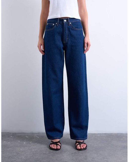 TOPSHOP Blue Column Mid Rise Jean