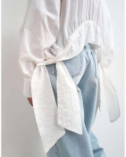 TOPSHOP White Curved Hem Blouse