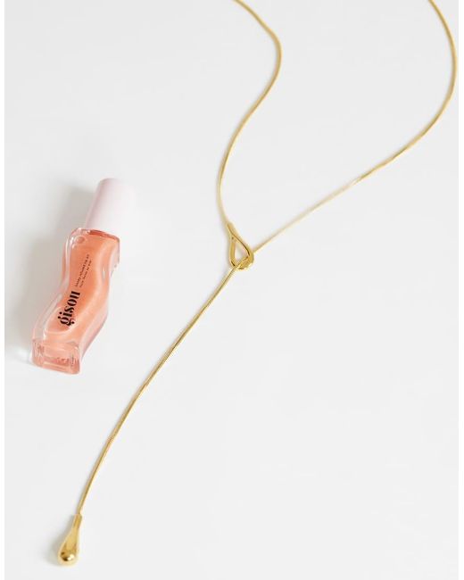 TOPSHOP Metallic Leah Lariat Necklace With Bead