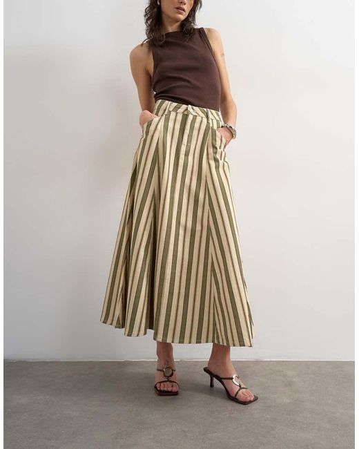 TOPSHOP Natural Denim Circle Seamed Maxi Skirt