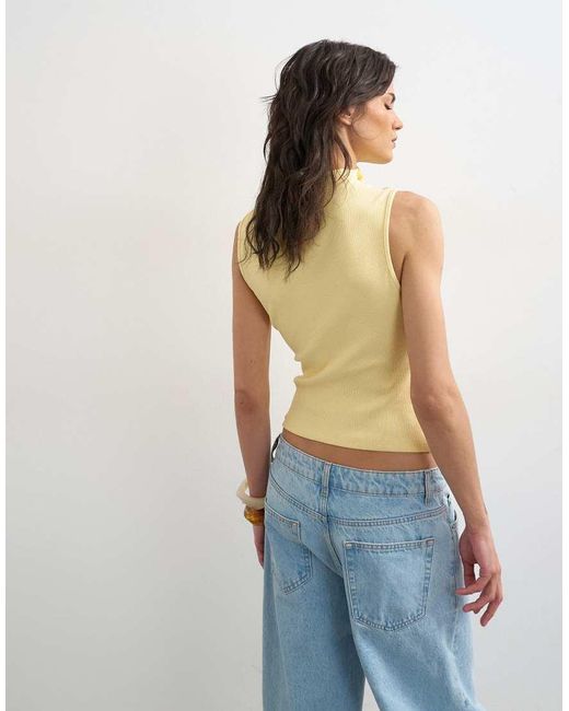 TOPSHOP Blue Asymmetric Button Detail Sleeveless