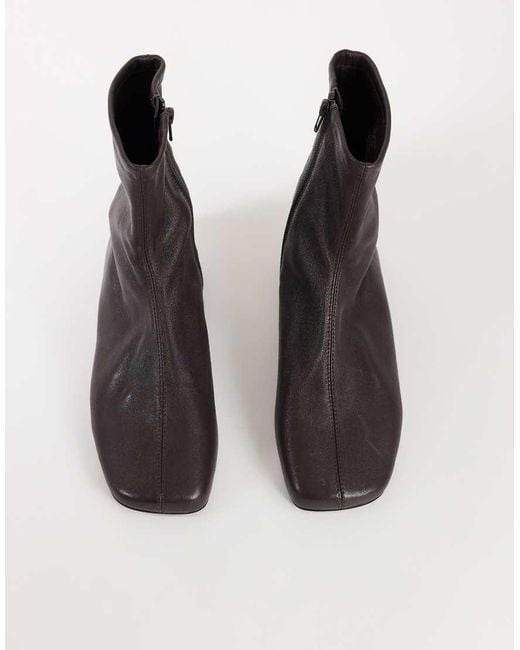 TOPSHOP Black Kameron Real Leather Flat Ankle Boot
