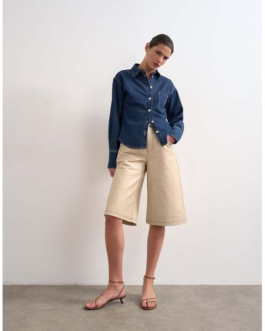 TOPSHOP Blue Denim Cinch Detail Shirt