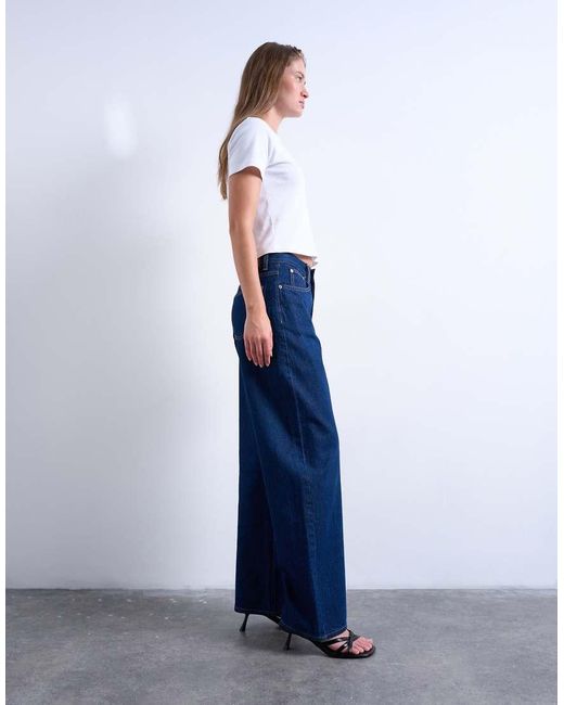 TOPSHOP Blue Column Mid Rise Jean