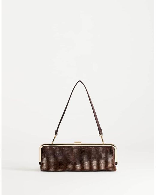 TOPSHOP White Poppy Small Rectangle Clasp Shoulder Bag