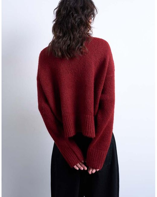 TOPSHOP Red Knitted Wool Blend Fluffy Ultimate Jumper