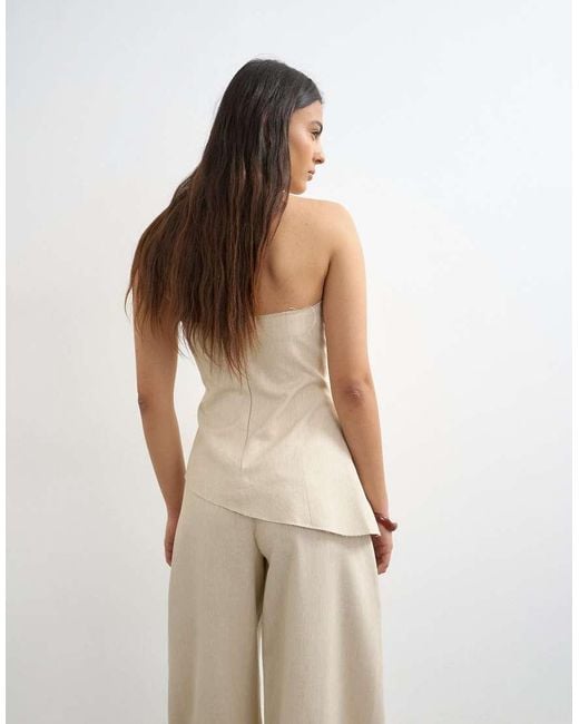 TOPSHOP Natural Co Ord Asymmetric Raw Hem Bandeau