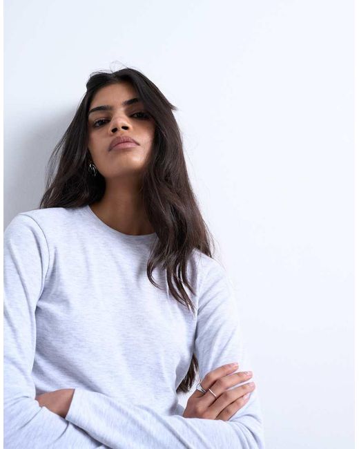 TOPSHOP Blue Long Sleeve Everyday Tee