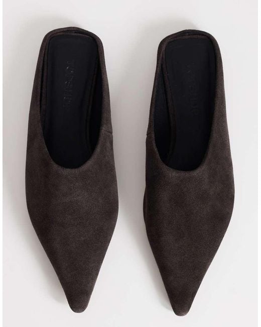 TOPSHOP White Dawn Real Suede Flat Pointed Shoes