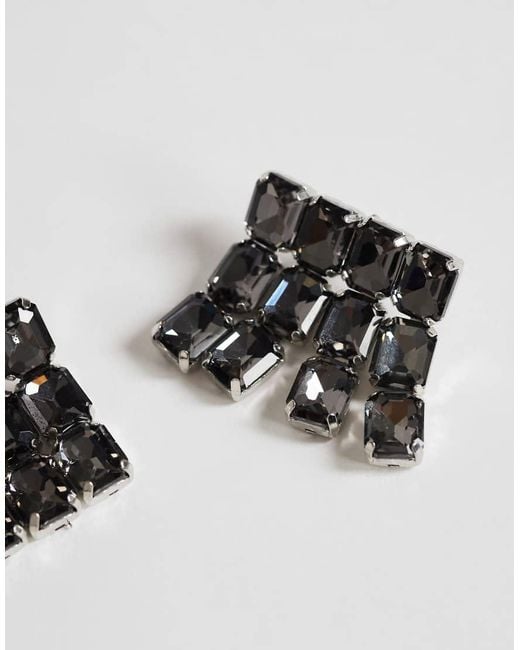 TOPSHOP Black Eddie Square Statement Earrings