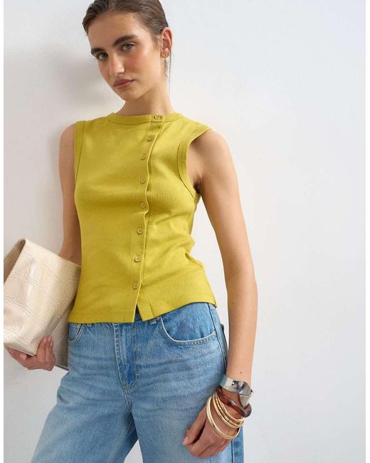 TOPSHOP Blue Button Through Vest