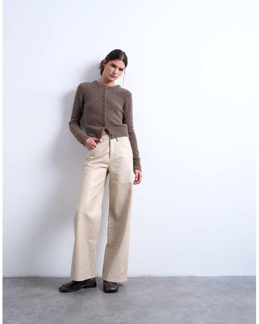 TOPSHOP Gray Faux Leather A Line Trouser