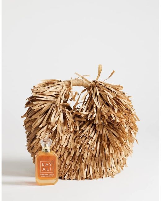 TOPSHOP Metallic Milo Medium Straw Fringe Grab Bag